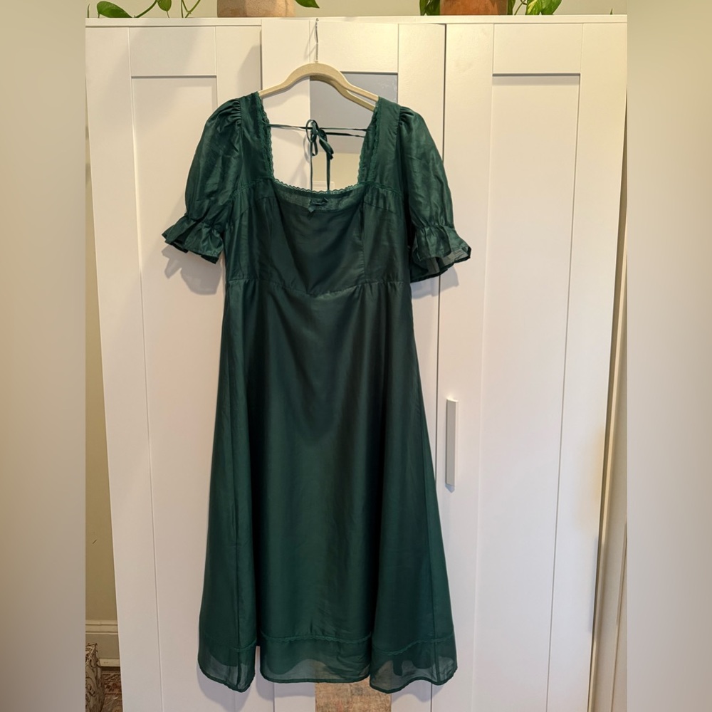 Vintage Inspired Puff Sleeve Midi Dress